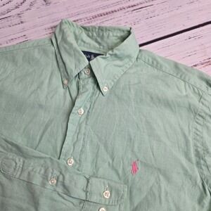 Ralph Lauren Long Sleeve Button Down Shirt Mens 15.5 33/34 Medium Classic Fit